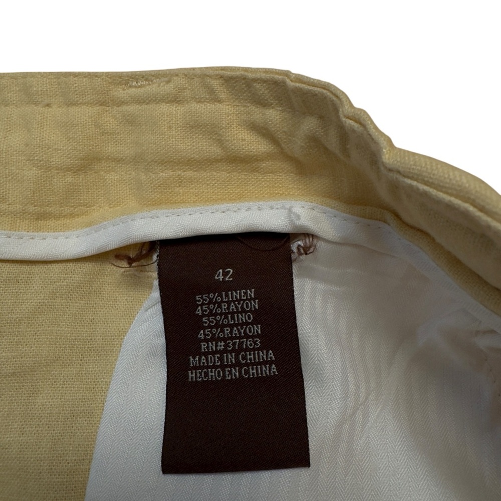 Cubavera Linen Blend Cargo Shorts Light Yellow Men’s 42 Below Knee Tie Hem EUC - Picture 5 of 11